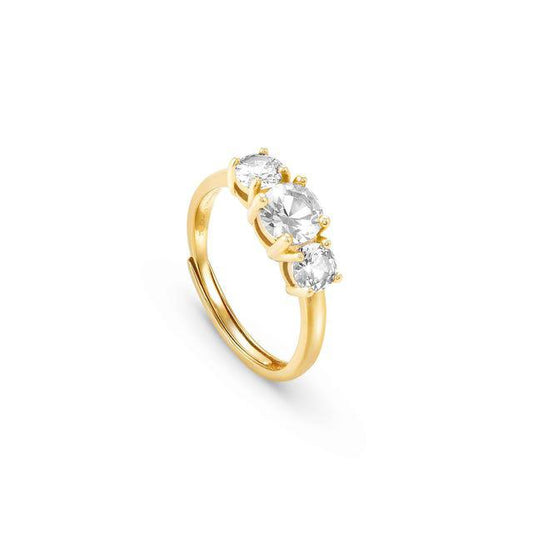Nomination Colour Wave Ring, 3 White Cubic Zirconia, 24K Gold