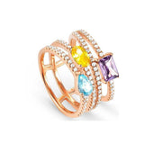 Nomination Colour Wave Ring, Multicolour Cubic Zirconia, 22K Rose Gold