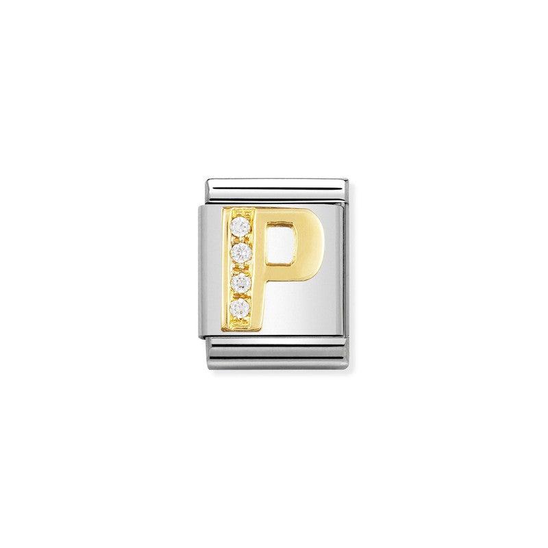 Nomination Composable Big Link Letter P In Gold With Stones