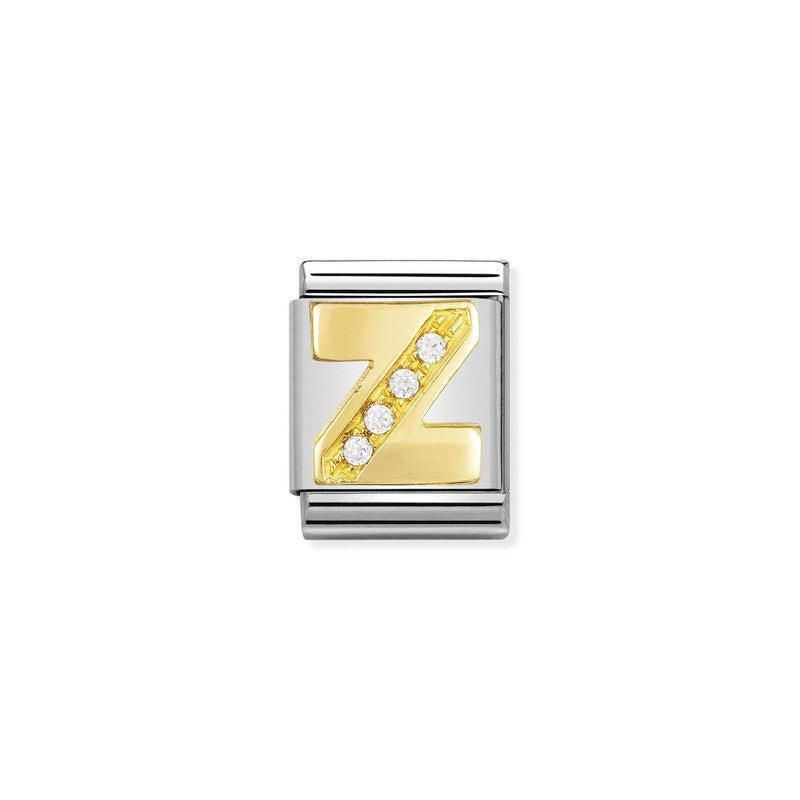 Nomination Composable Big Link Letter Z In Gold With Stones