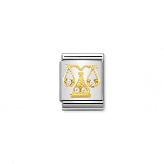 Nomination Composable Big Link Libra, Cubic Zirconia, 18K Gold