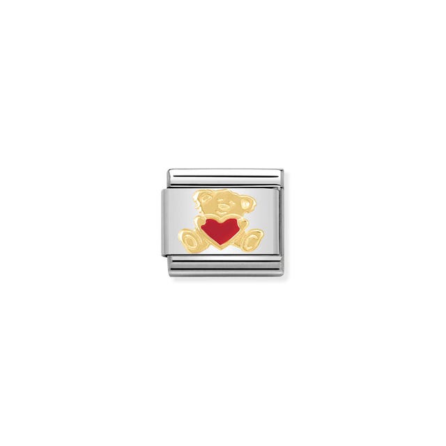 Nomination Composable Classic Link, Gold Enamel Teddy Bear Heart