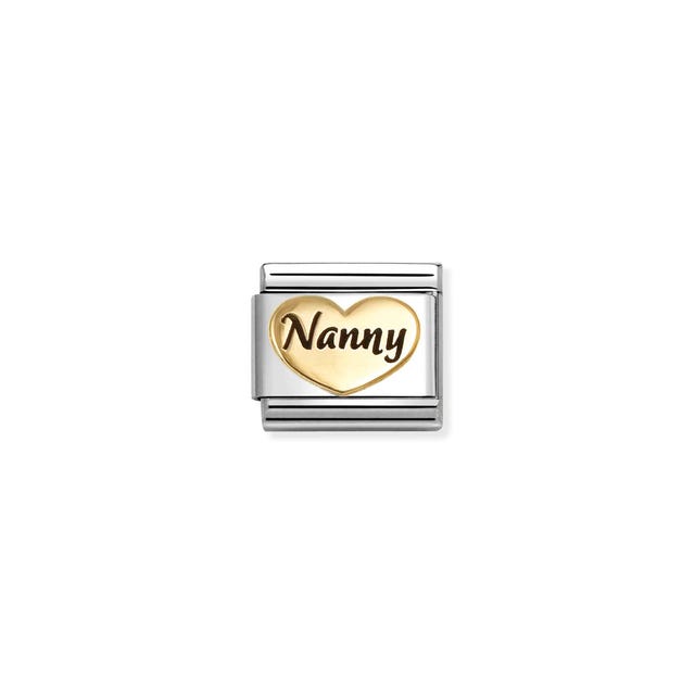 Nomination Composable Classic Link, - Gold Heart, Black Enamel