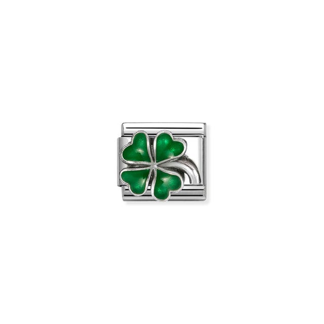 Nomination Composable Classic Link, Green Four-Leaf Clover