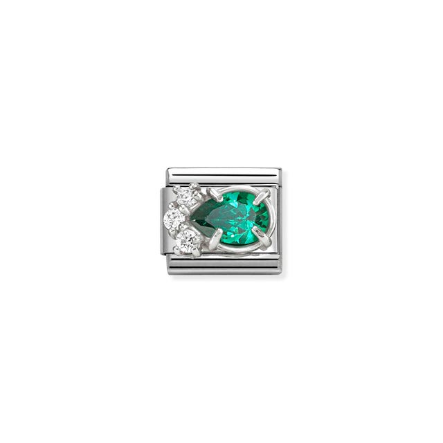Nomination Composable Classic Link, Green & White Cubic Zirconia Drop