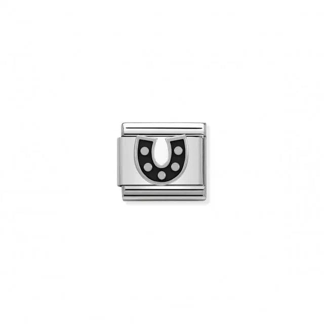 Nomination Composable Classic Link Horseshoe With Black Enamel