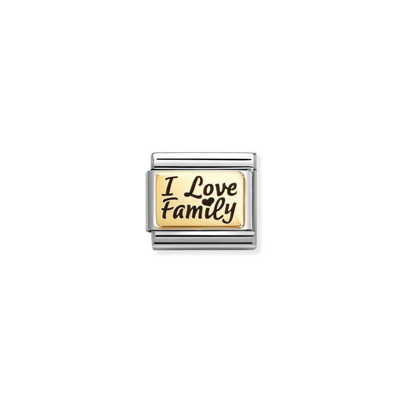Nomination Composable Classic Link, 'I Love Family' Gold