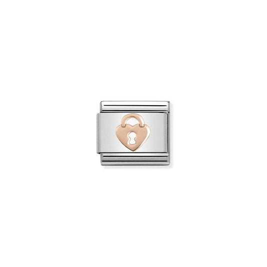 Nomination Composable Classic Link Rose Gold Heart with Lock