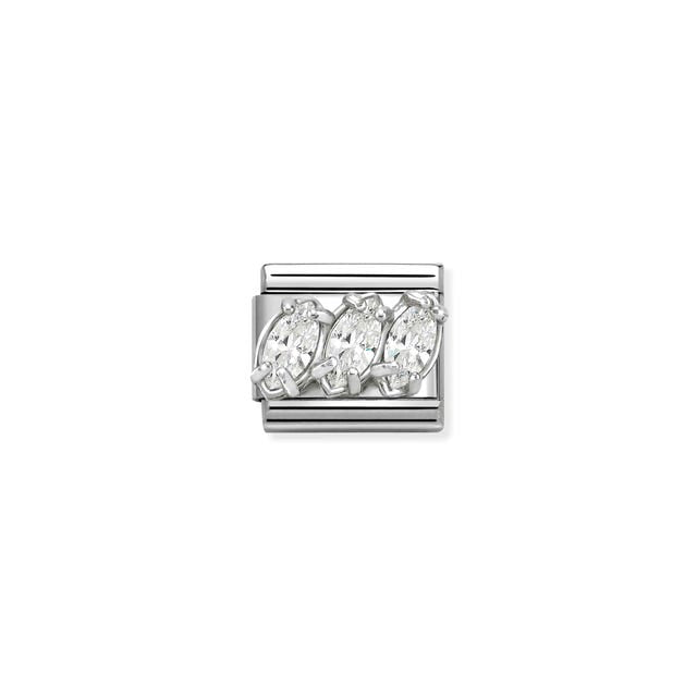 Nomination Composable Classic Link, Sparkling White Trilogy Cubic Zirconia