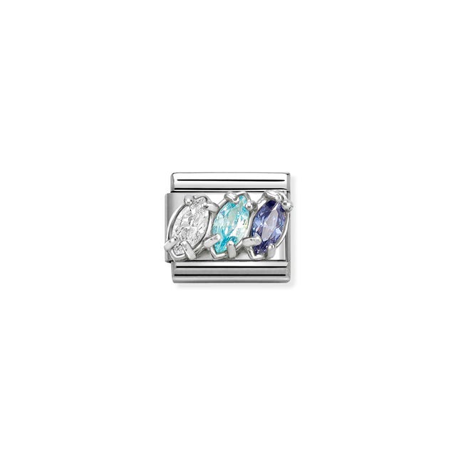 Nomination Composable Classic Link, Trilogy White/Blue Stones