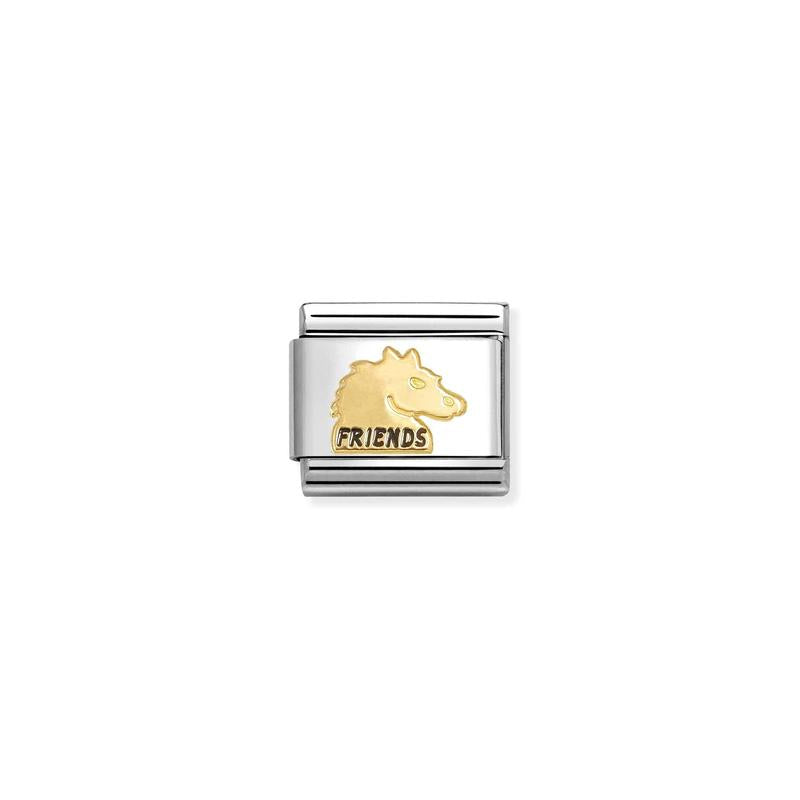 Nomination Composable Classic Link, Yellow Gold Horse with 'FRIENDS' Engraving