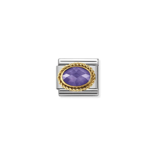 Nomination Composable Classic Link in Gold with violet and oval Stones