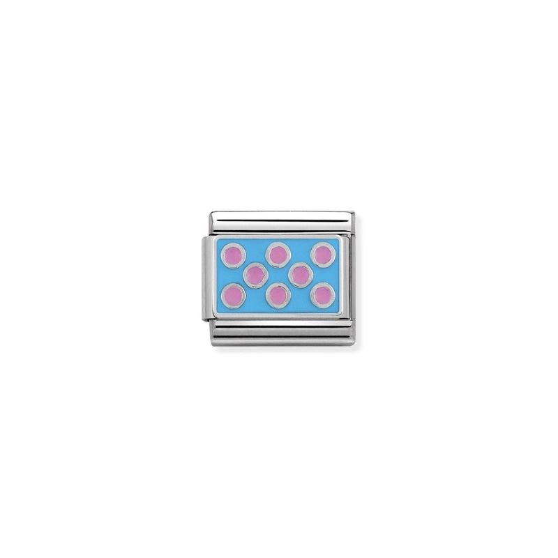 Nomination Composable Classic Link pink Dots with light blue background