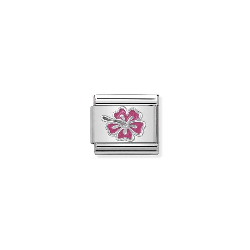 Nomination Composable Classic Link pink Hibiscus in Silver