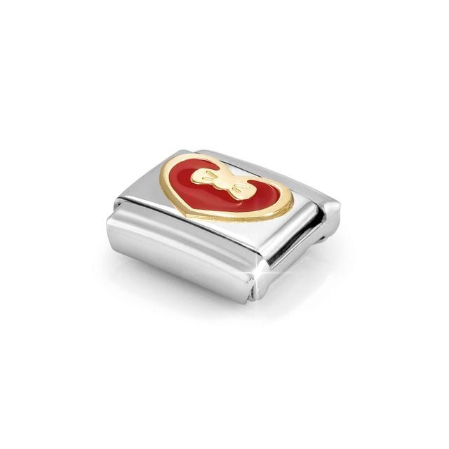 Nomination Composable Classic Steel Link with Red Heart and Bow