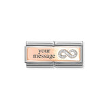 Nomination Composable Double Engraving Link, Infinity, 9K Rose Gold & Glitter Enamel