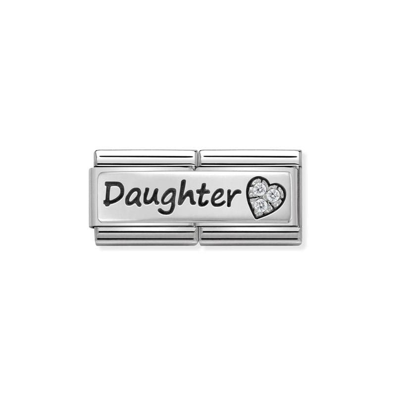 Nomination Composable Double Link Daughter, Cubic Zirconia, Silver