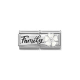 Nomination Composable Double Link Family White Flower, Silver & Enamel