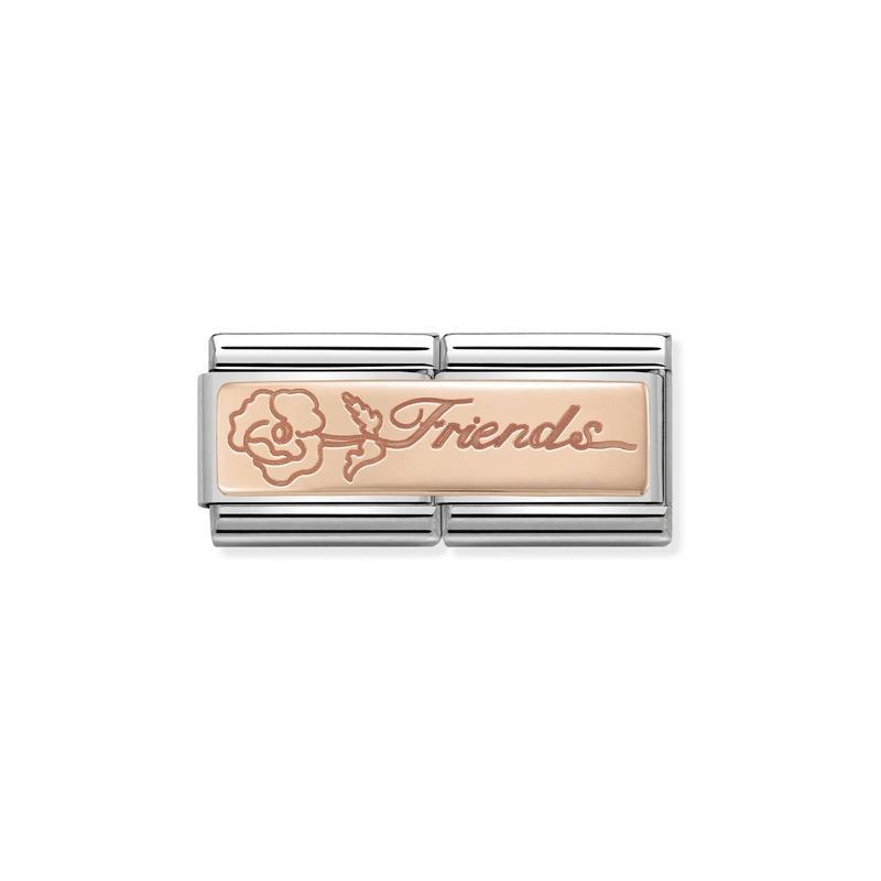 Nomination Composable Double Link Friends With Flower, 9K Rose Gold