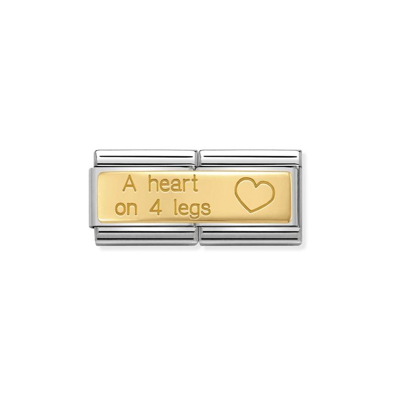 Nomination Composable Double Link Heart On Four Legs, 18K Gold
