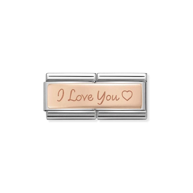 Nomination Composable Double Link I Love You, Heart, 9K Rose Gold