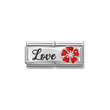 Nomination Composable Double Link Love Red Flower, Silver & Enamel