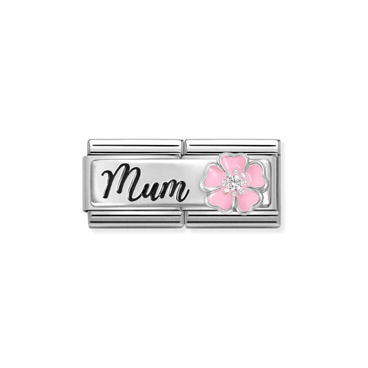 Nomination Composable Double Link Mum, Flower, Silver & Enamel