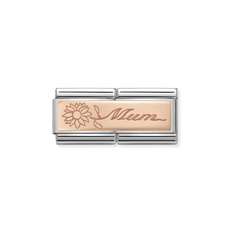 Nomination Composable Double Link Mum With Flower, 9K Rose Gold