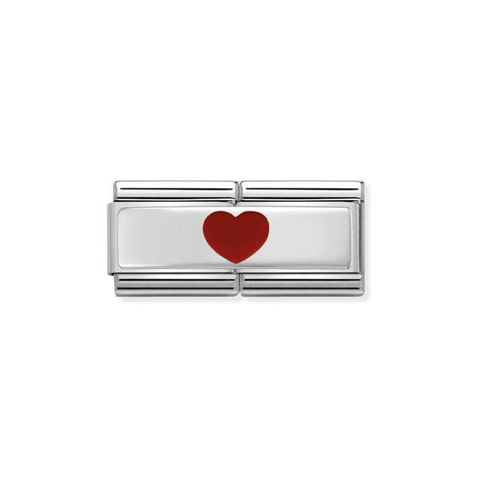 Nomination Composable Double Link Red Heart, Silver & Enamel