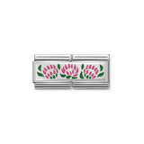 Nomination Composable Double Link Three Flowers, Silver & Enamel