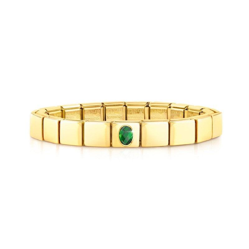 Nomination Composable Glam Bracelet, Green Oval, Gold Finish
