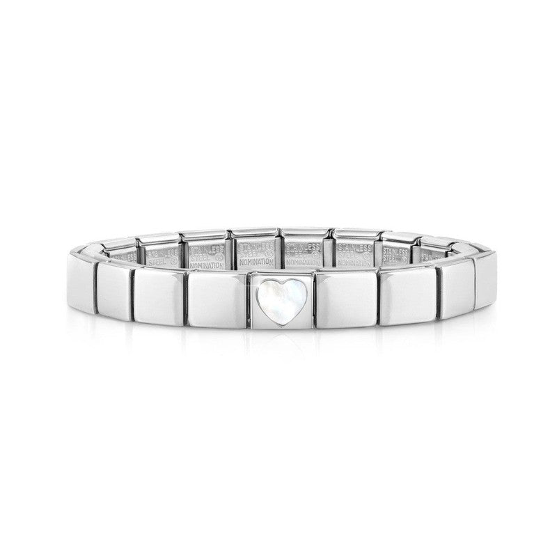 Nomination Composable Glam Bracelet, Mother Of Pearl Heart, Silver