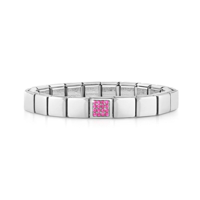Nomination Composable Glam Bracelet, Pink Pave Crystals, Silver