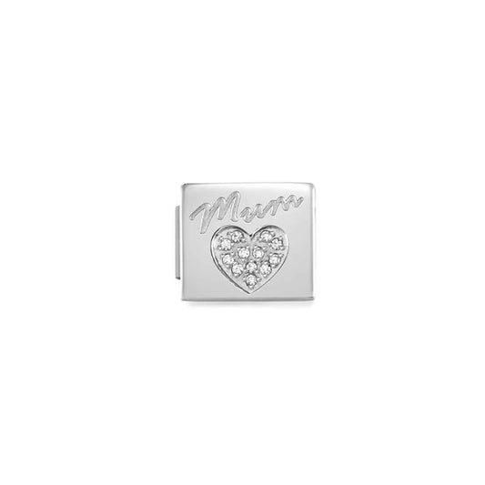Nomination Composable Glam Link Mum Heart, Cubic Zirconia, Silver