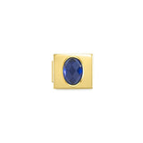 Nomination Composable Glam Link Oval, Blue Faceted Cubic Zirconia, Gold PVD