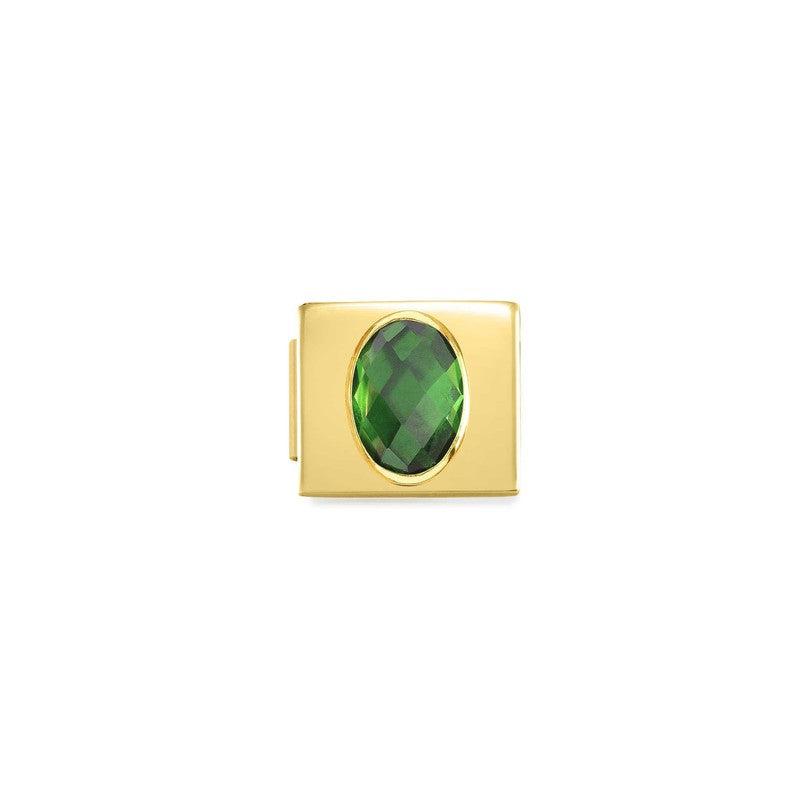 Nomination Composable Glam Link Oval, Green Faceted Cubic Zirconia, Rose PVD