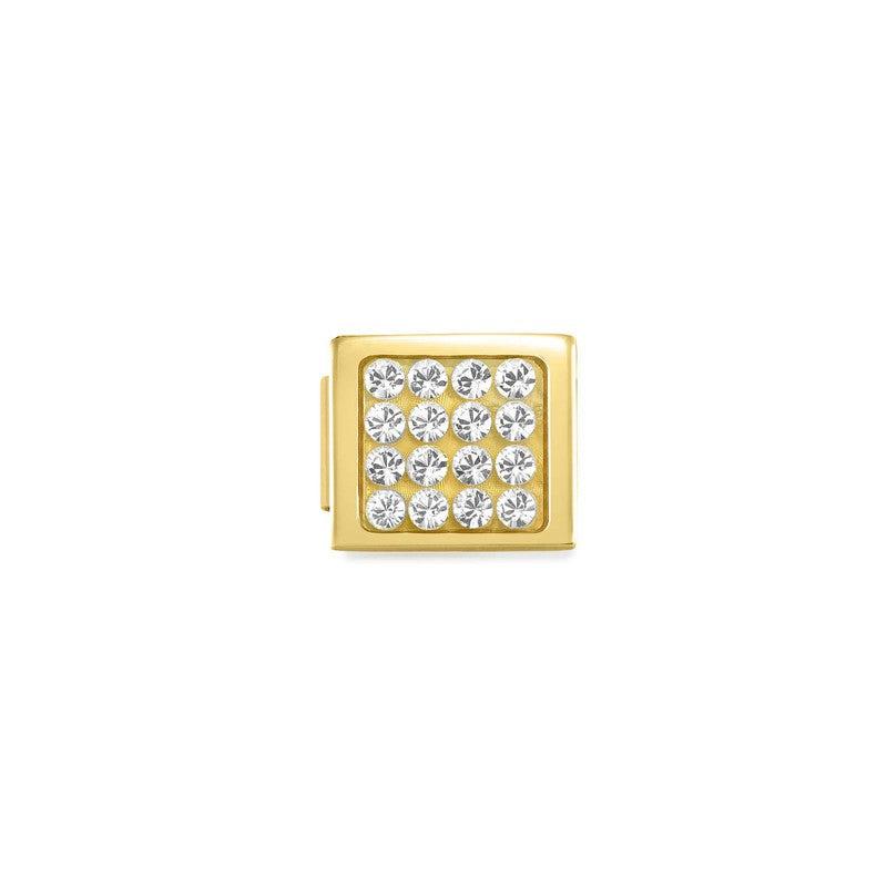 Nomination Composable Glam Link, PavÃ© White, Golden Finish