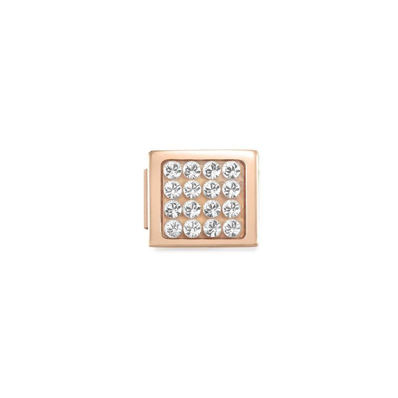 Nomination Composable Glam Link, Pave White, Rose Finish