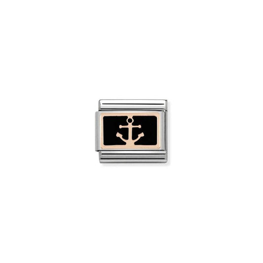 Nomination Composable Link Anchor, 9K Rose Gold & Enamel