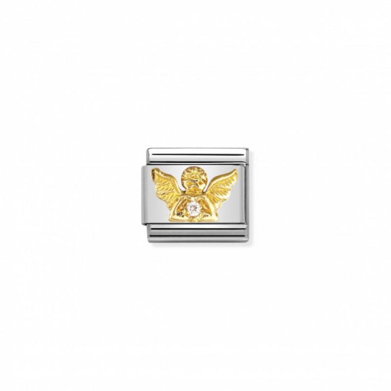 Nomination Composable Link Angel, Cubic Zirconia, 18K Gold