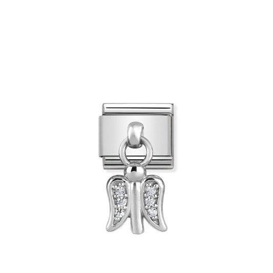 Nomination Composable Link Angel Hanging Charm, Cubic Zirconia, Silver
