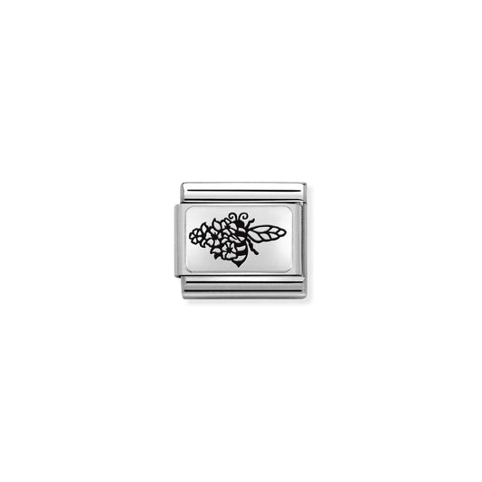 Nomination Composable Link Bee With Flowers, Silver