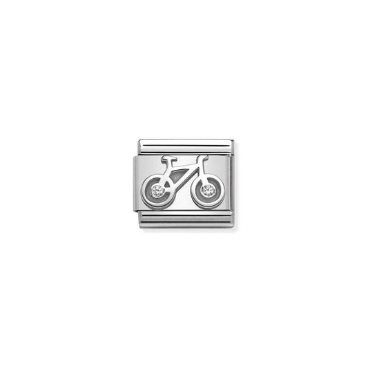 Nomination Composable Link Bicycle, Cubic Zirconia, Silver