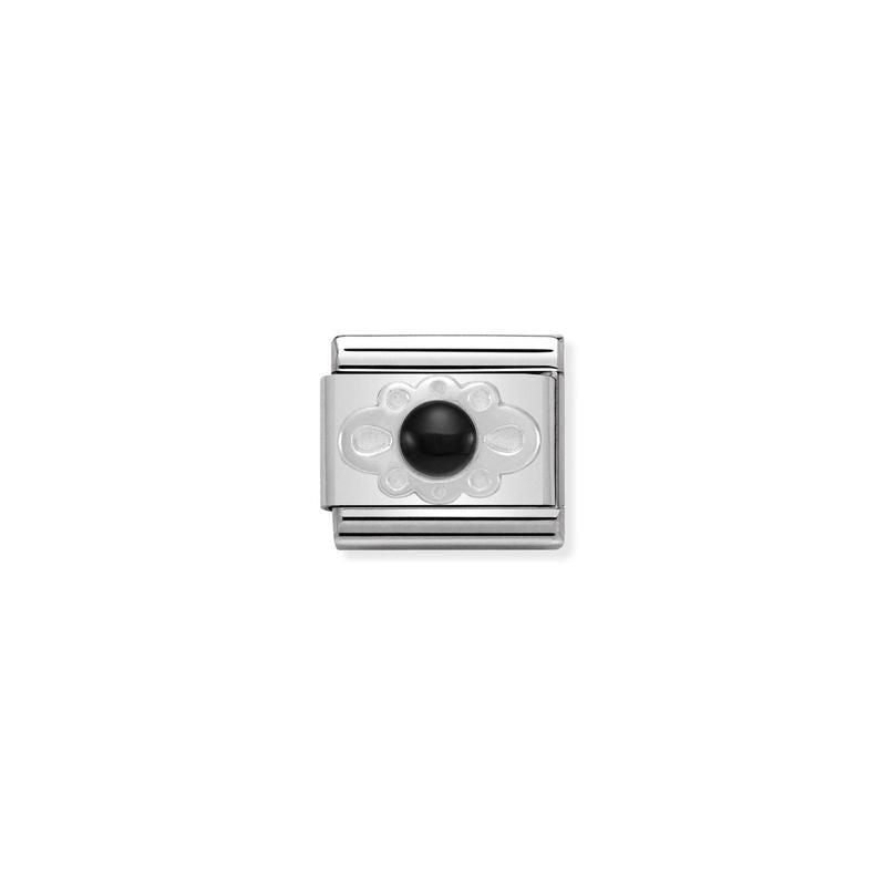 Nomination Composable Link Black Agate Stone, Silver