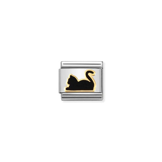 Nomination Composable Link Black Cat, 18K Gold & Enamel
