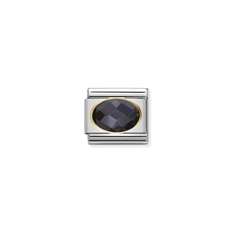 Nomination Composable Link Black Faceted Cubic Zirconia, 18K Gold