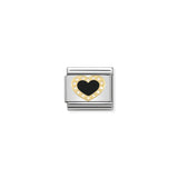 Nomination Composable Link Black Heart With Dots, 18K Gold & Enamel