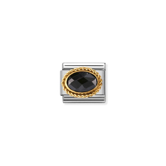 Nomination Composable Link Black Rope, Faceted Cubic Zirconia, 18K Gold