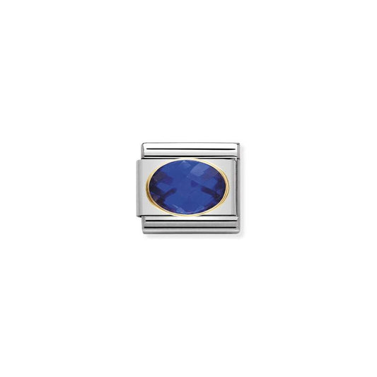 Nomination Composable Link Blue Faceted Cubic Zirconia, 18K Gold