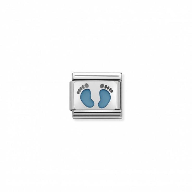 Nomination Composable Link Blue Footprints, Silver & Enamel